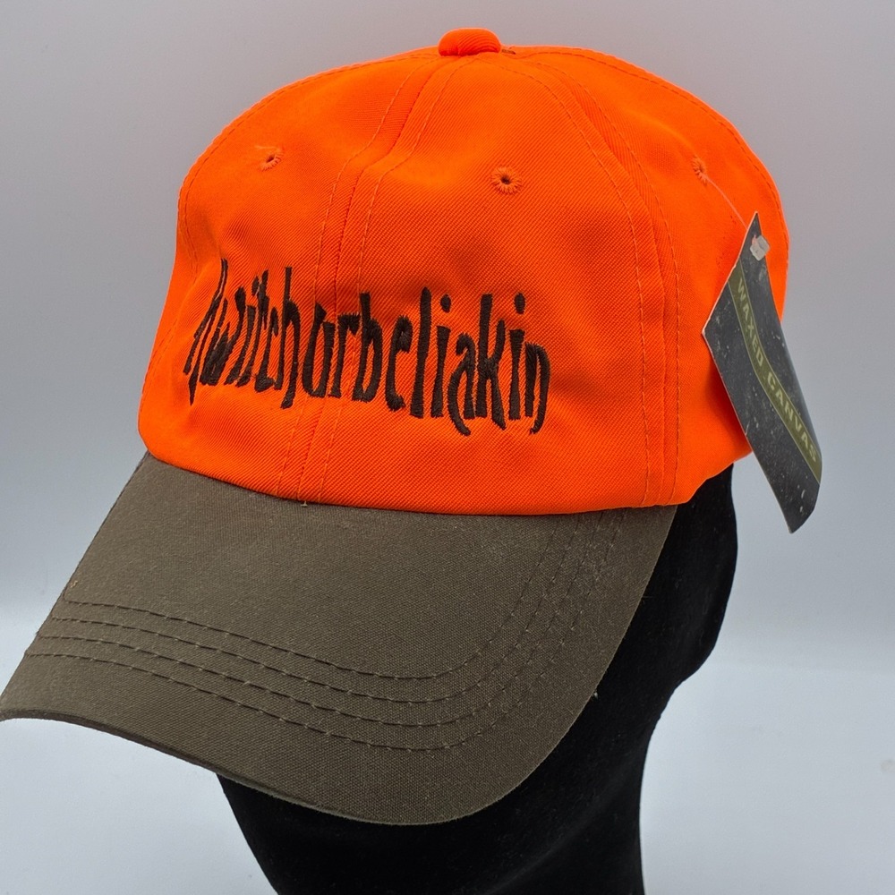 Vintage Style Blaze Orange Hunting Cap Waxed Canvas NWT Two-Tone